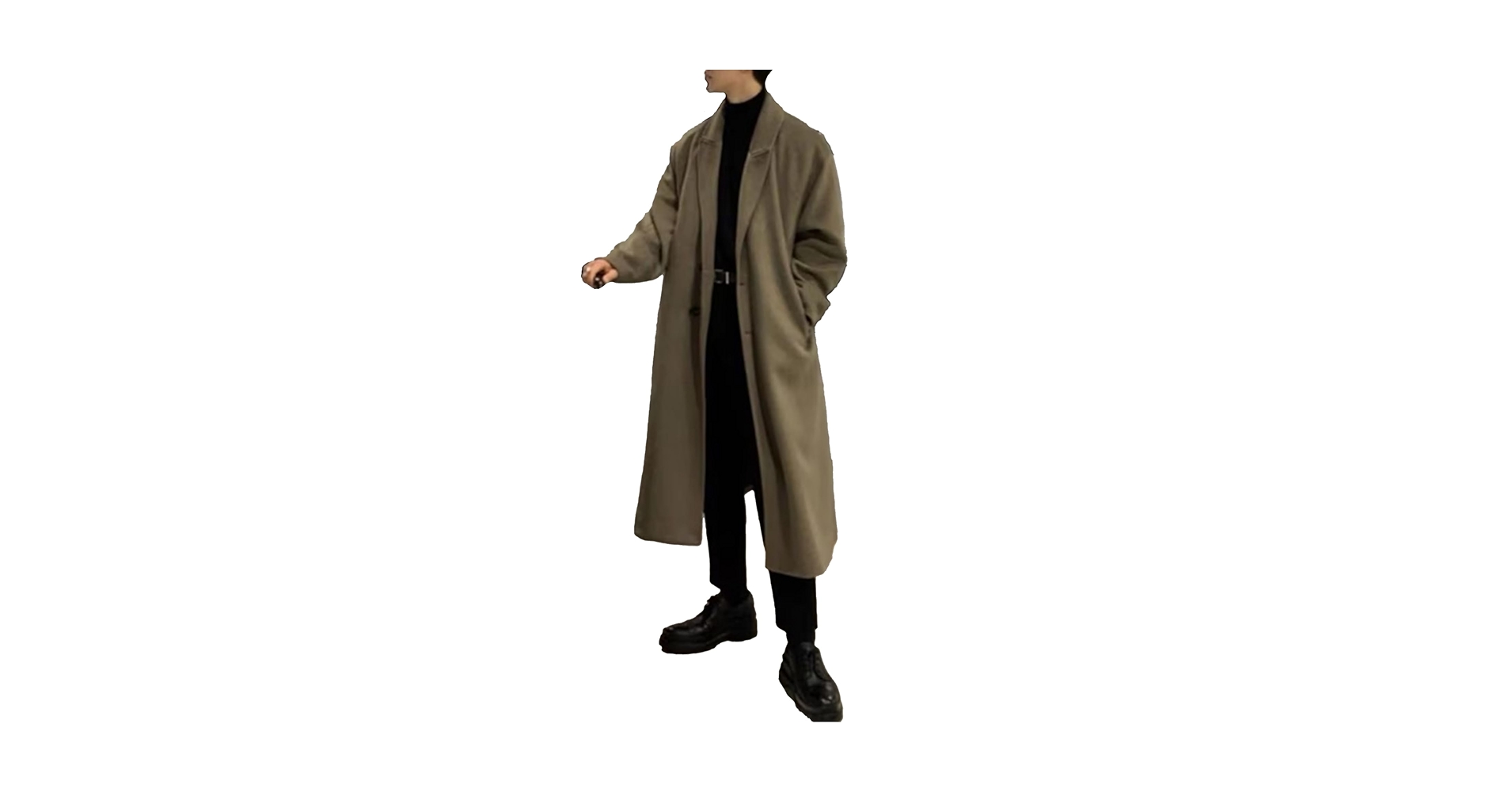 SOMTHRON Men's Full Length Trench Coat Single Breasted